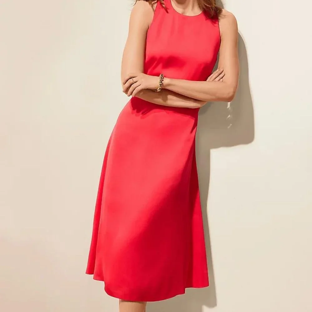 NWT  Ann Taylor Cutout Back Flare Halter Dress - Picture 7 of 7